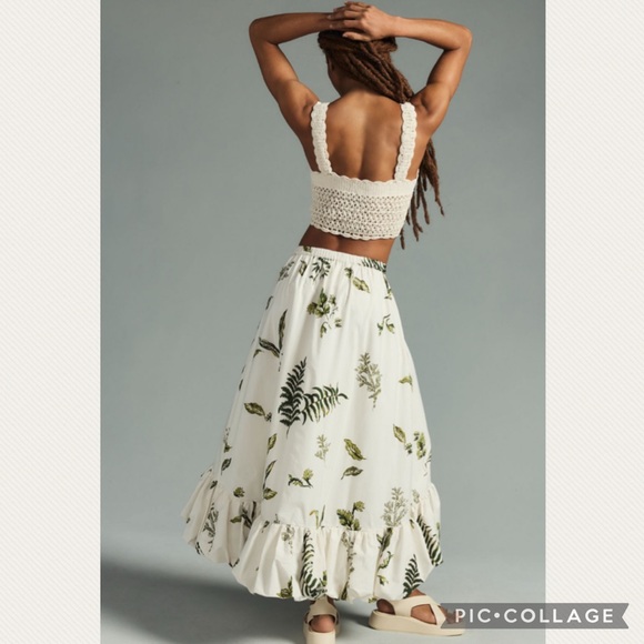 :Price Firm: Anthropologie High-Low Bubble Skirt in Green Pattern - Picture 4 of 12